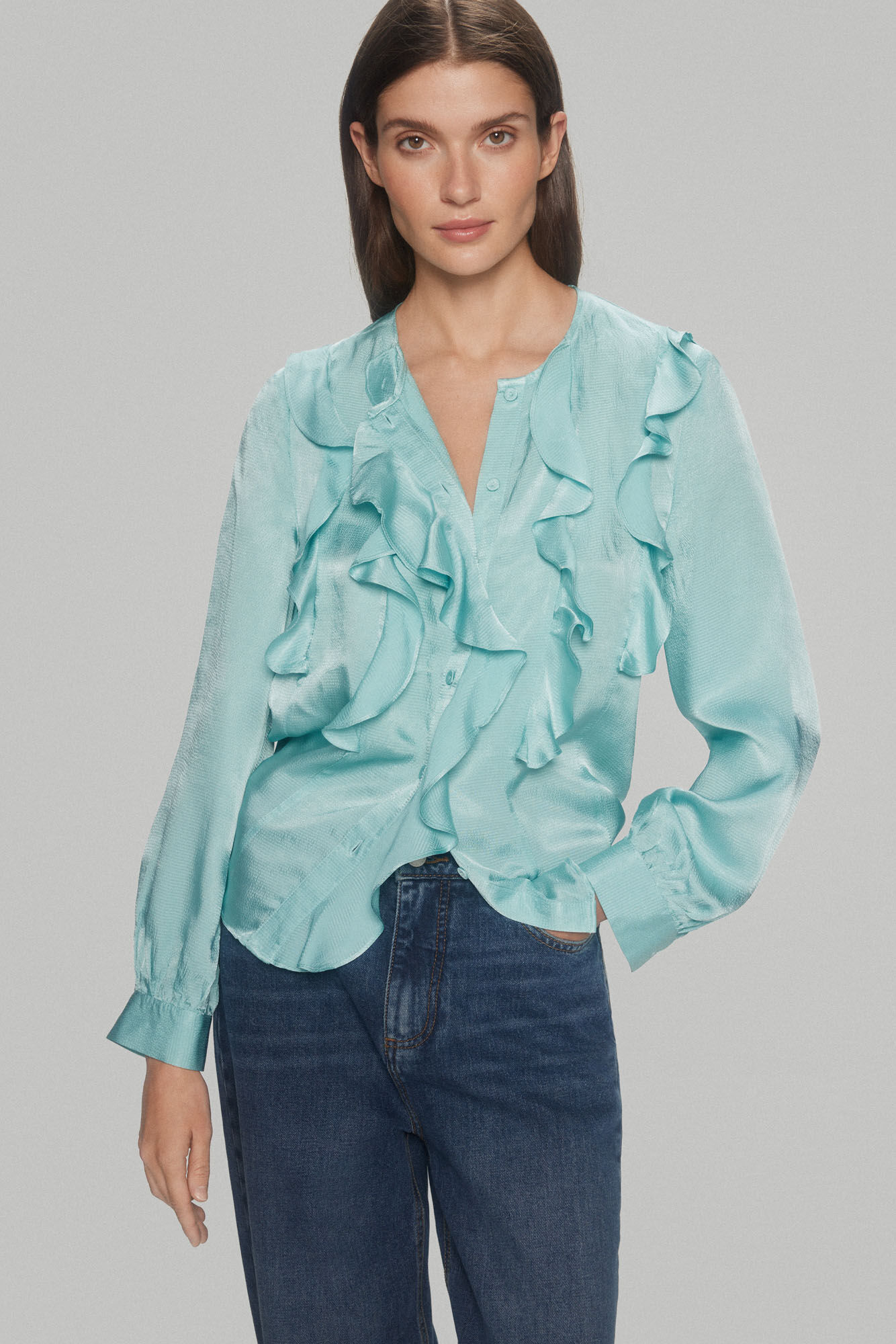 Pedro del Hierro Blusa rom&acirc;ntica folhos
