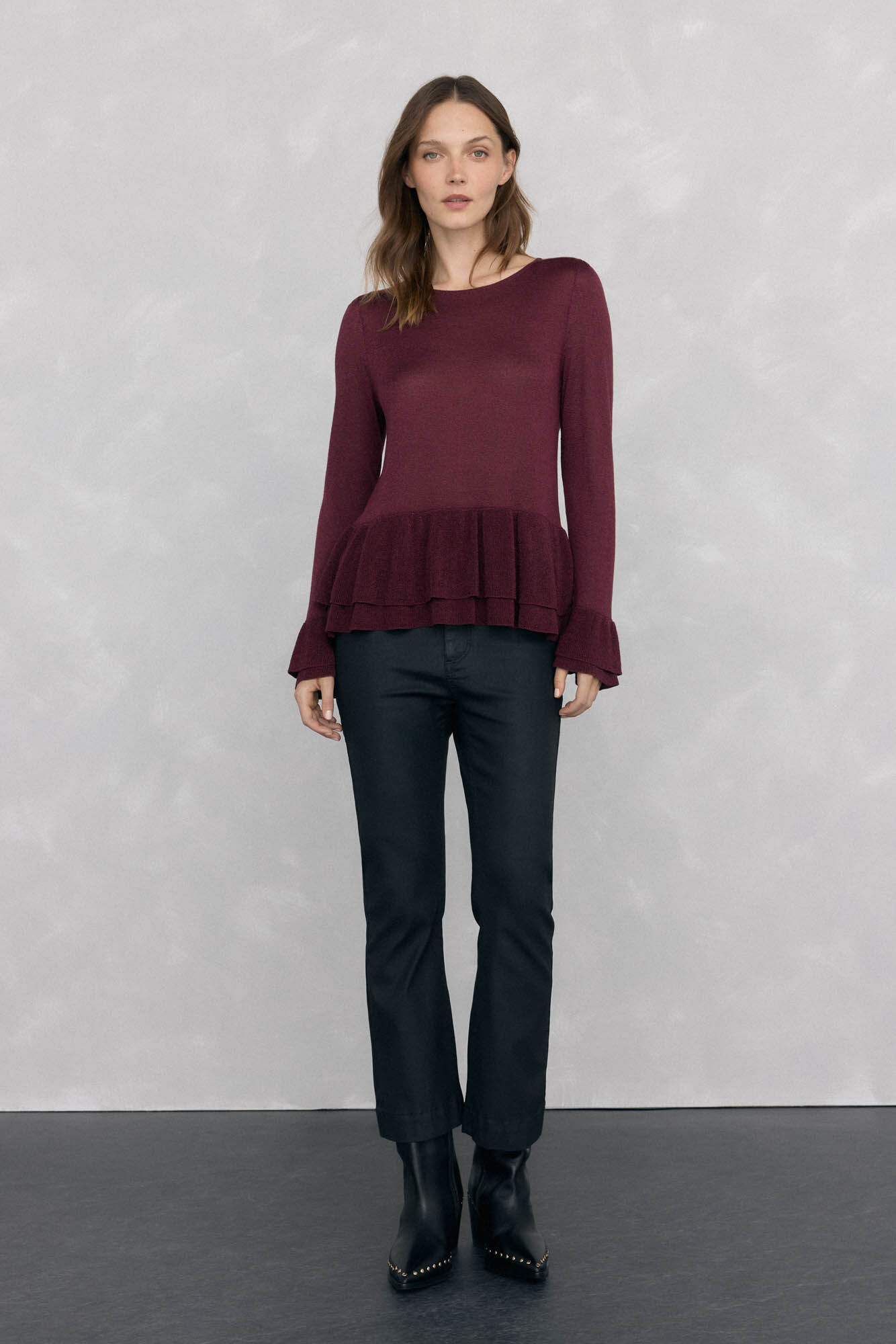 Pedro del Hierro Jersey brilhante com babados