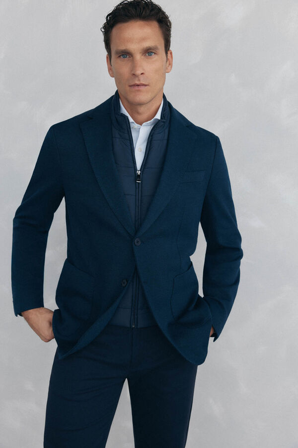 Pedro del Hierro Blazer b&aacute;sico de malha com vistas remov&iacute;veis Azul