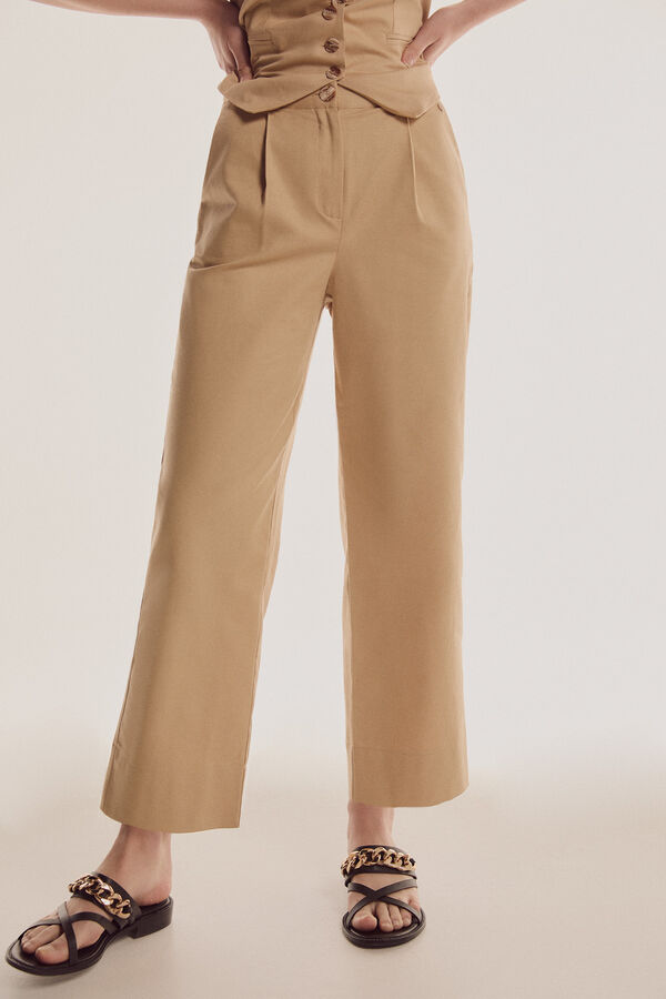 Pedro del Hierro Pantal&oacute;n recto pinzas Marr&oacute;n