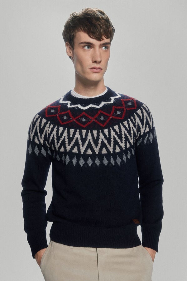 Pedro del Hierro Camisola de Natal com gola redonda Azul