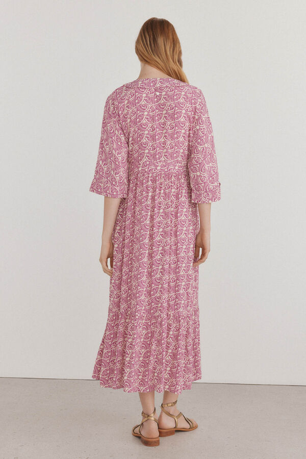 Pedro del Hierro Vestido tunica estampado Marr&oacute;n