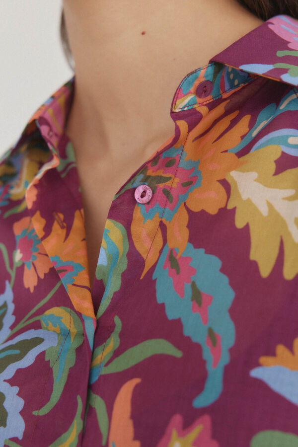 Pedro del Hierro Camisa voile estampada P&uacute;rpura