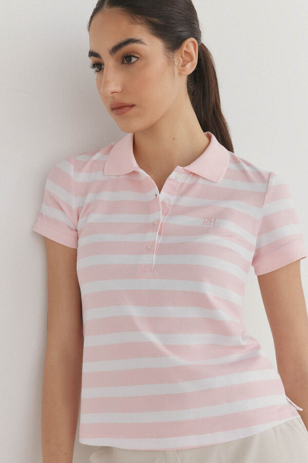 Pedro del Hierro Polo de golfe riscas Rosa