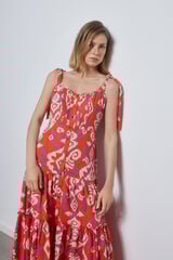 Pedro del Hierro Vestido estampado volantes Naranja