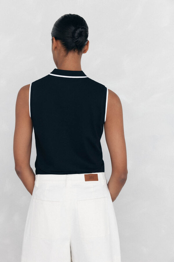 Pedro del Hierro Polo sin mangas contrastes Negro