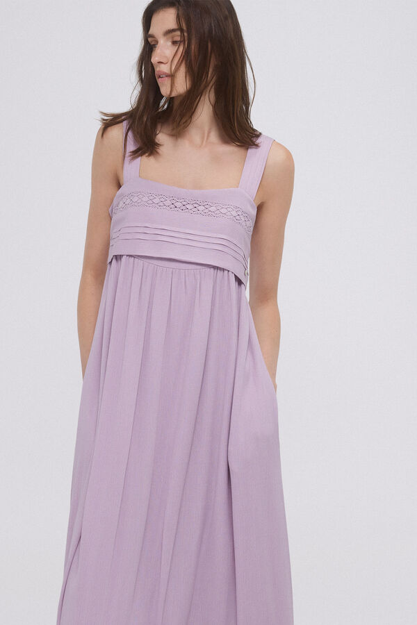 Pedro del Hierro Vestido de tirantes con volante Morado