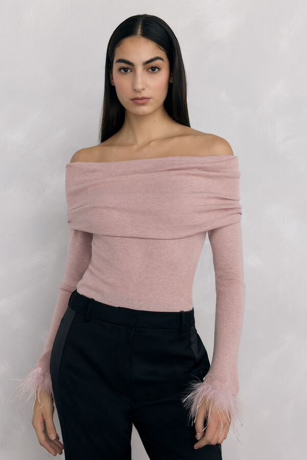 Pedro del Hierro Punho de jersey de penas Rosa