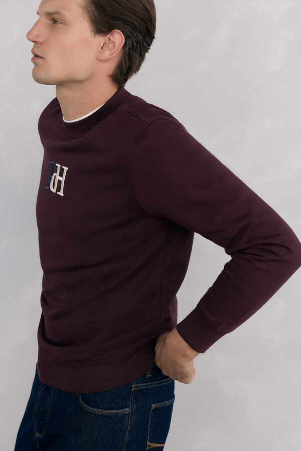 Pedro del Hierro Sudadera logo cuello caja Burdeos