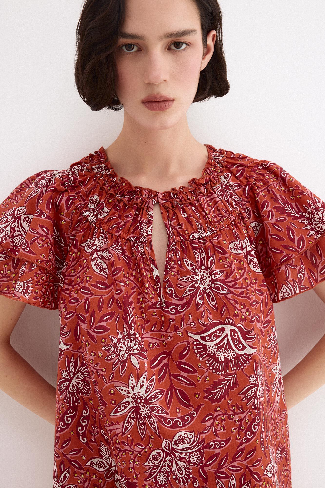 Pedro del Hierro Blusa estampada manga com folho