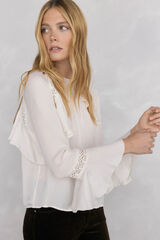 Pedro del Hierro Blusa de renda com babados Ecru