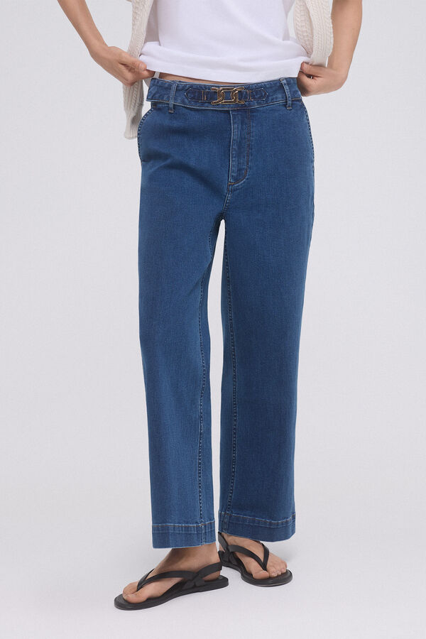Pedro del Hierro Jeans straight cropped Azul