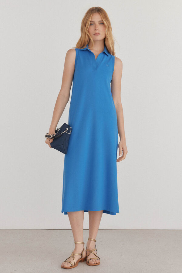 Pedro del Hierro Vestido polo largo sin mangas Turquesa