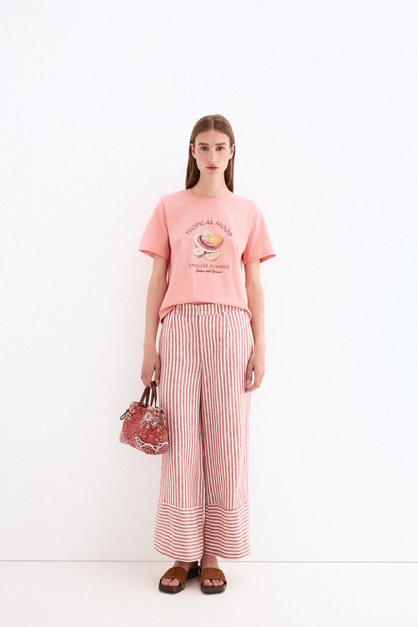 Pedro del Hierro T-shirt de manga curta com estampado na frente Rosa
