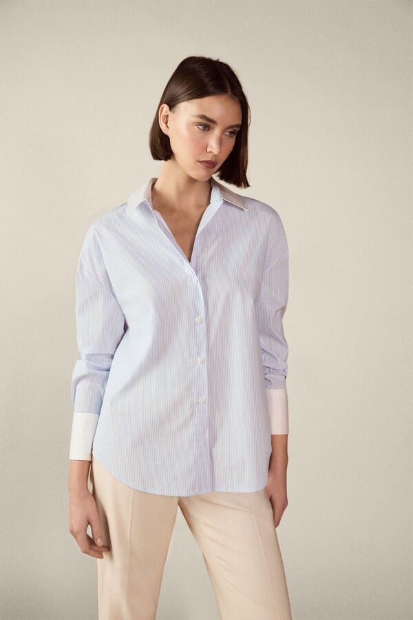 TFP by Tamara Falc&oacute; Camisa combinada em popelina Azul