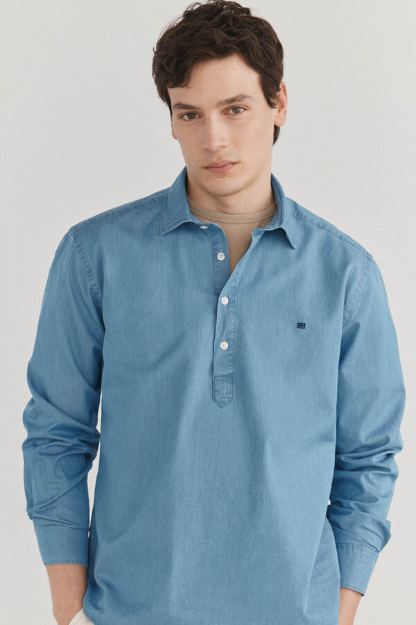 Pedro del Hierro Camiseta denim de tecido italiano Azul