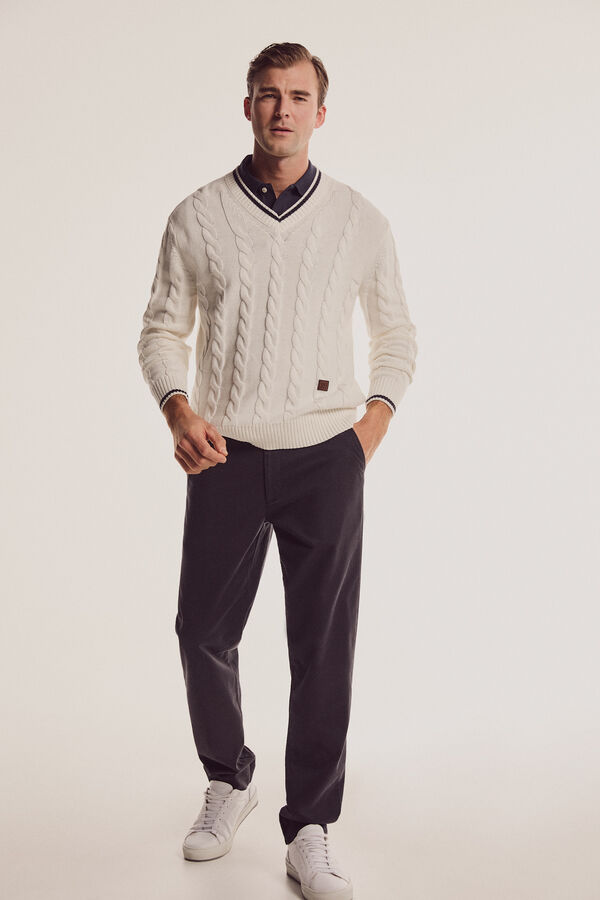 Pedro del Hierro Cal&ccedil;as chino cintura el&aacute;stica Azul