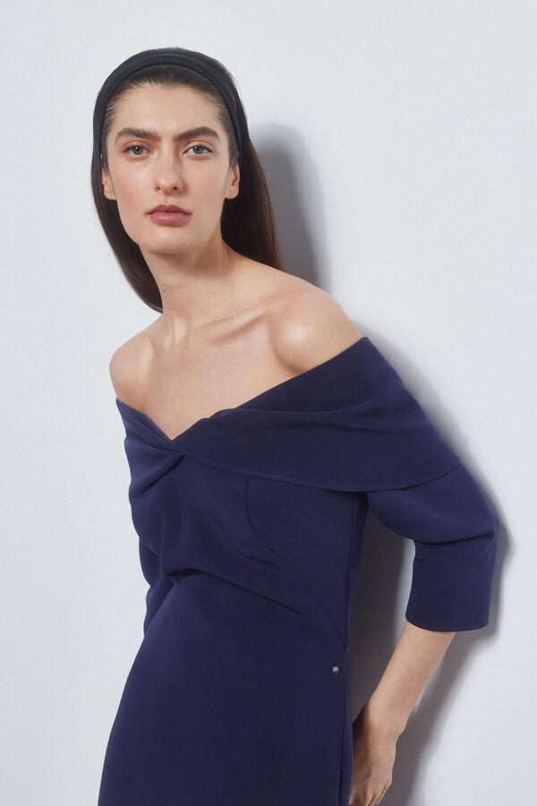 Pedro del Hierro Vestido bodycon off shoulders Azul