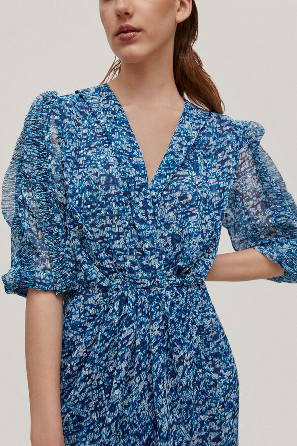 Pedro del Hierro Vestido estampado con lurex Turquesa