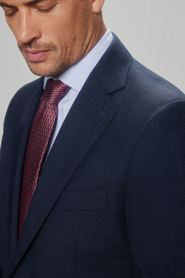 Pedro del Hierro Blazer em micro xadrez tailored Azul