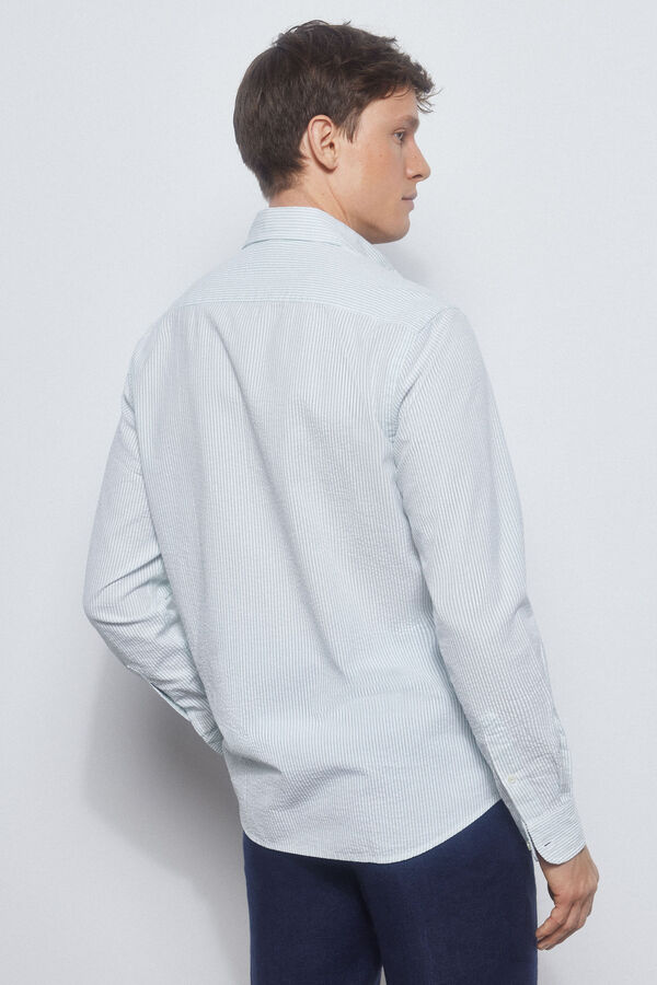 Pedro del Hierro camisa seersucker riscas Verde