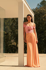 TFP by Tamara Falc&oacute; ANITA. Vestido off shoulder bicolor Rosa