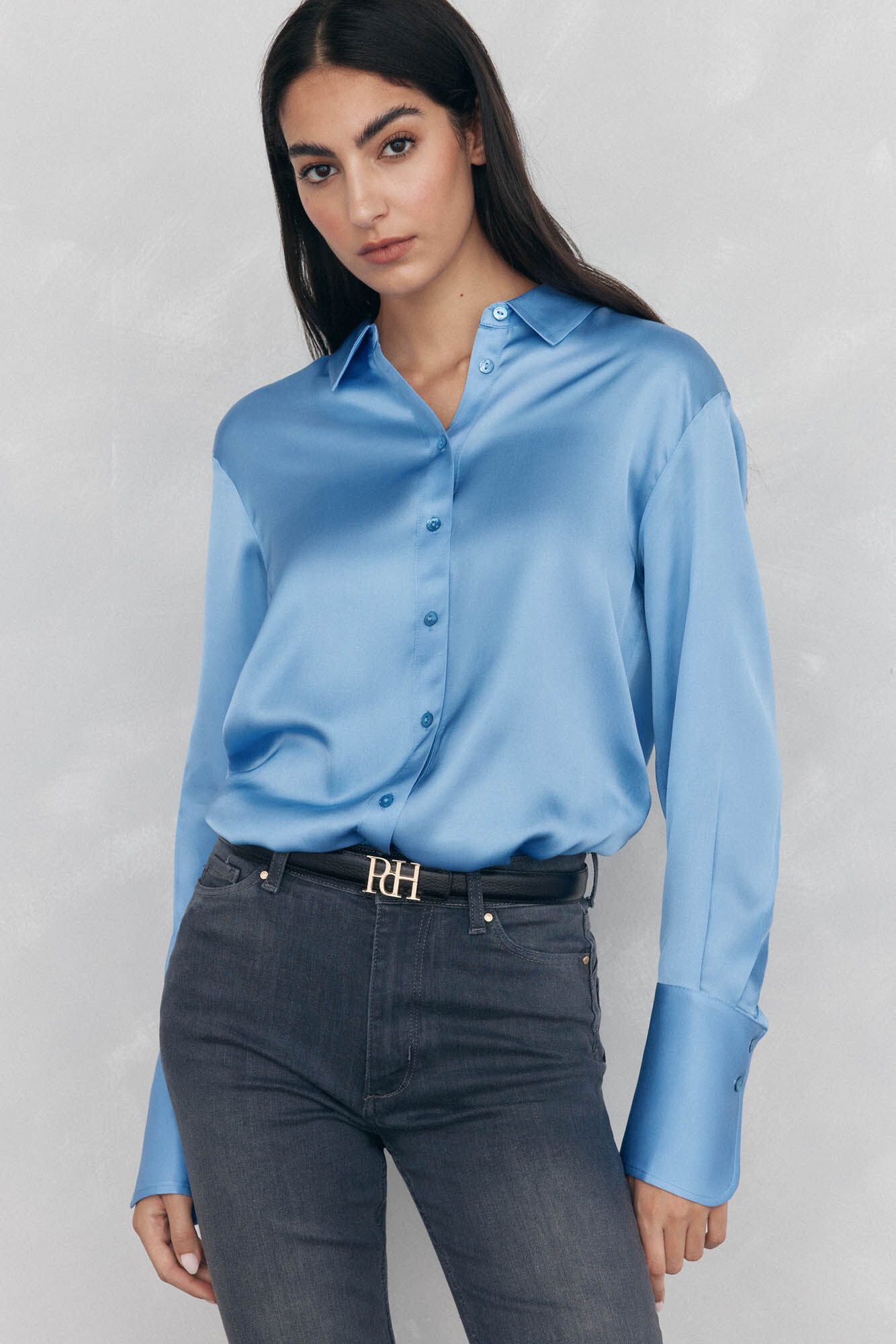 Pedro del Hierro Camisa sat&eacute;n lisa
