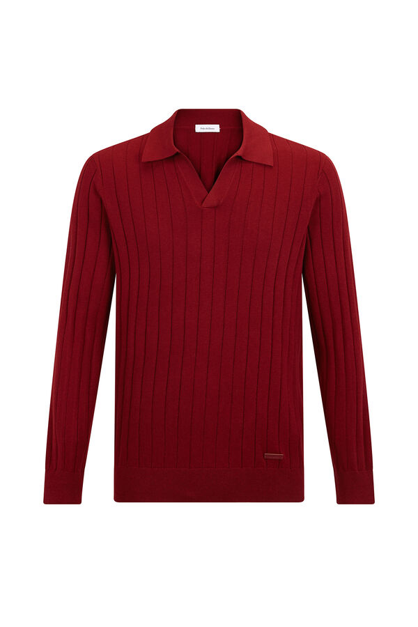 Pedro del Hierro Jersey de caxemira de seda e algod&atilde;o estruturado premium Bordeaux