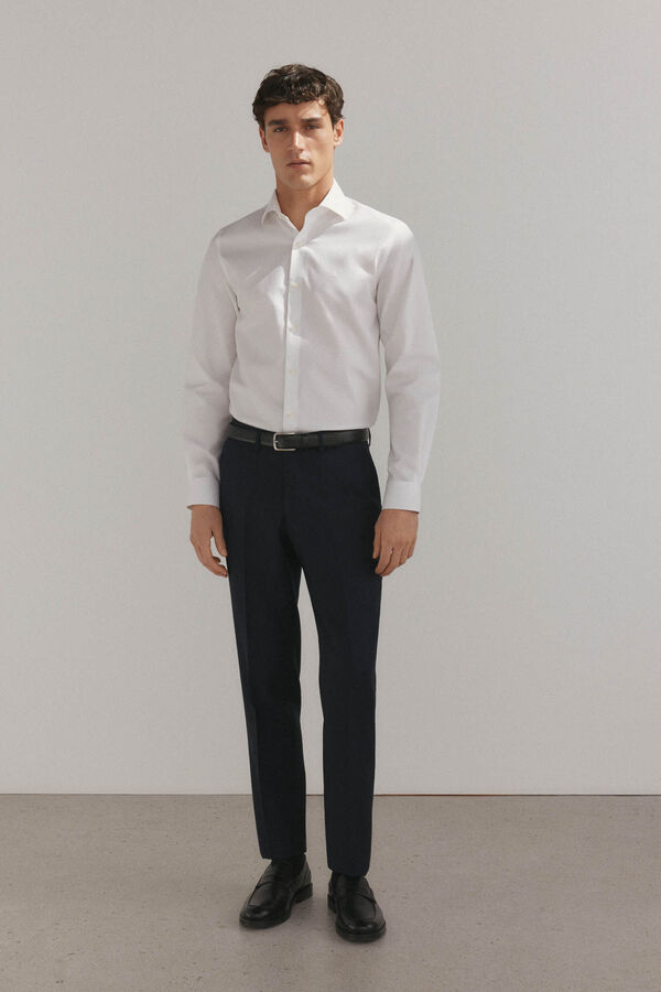 Pedro del Hierro Camisa social lisa que n&atilde;o pode ser passada a ferro + resistente a manchas Branco