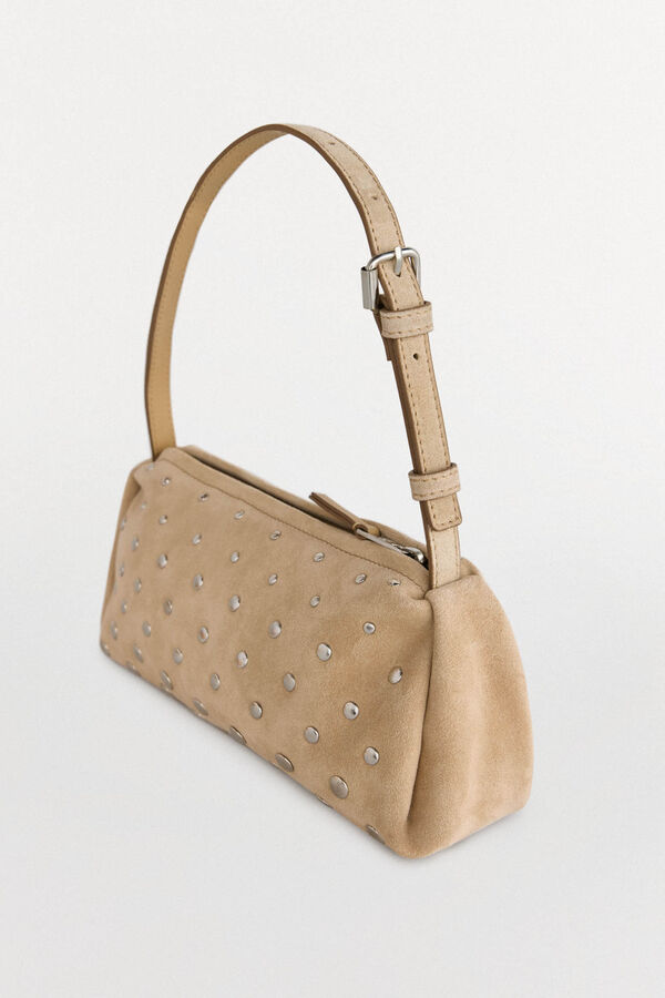 Pedro del Hierro Bolsa de ombro em pele cravejado Ecru