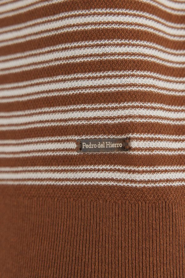 Pedro del Hierro Jersey liso cuello redondo rayas Beige
