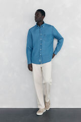 Pedro del Hierro Camisa denim de tecido italiano Azul