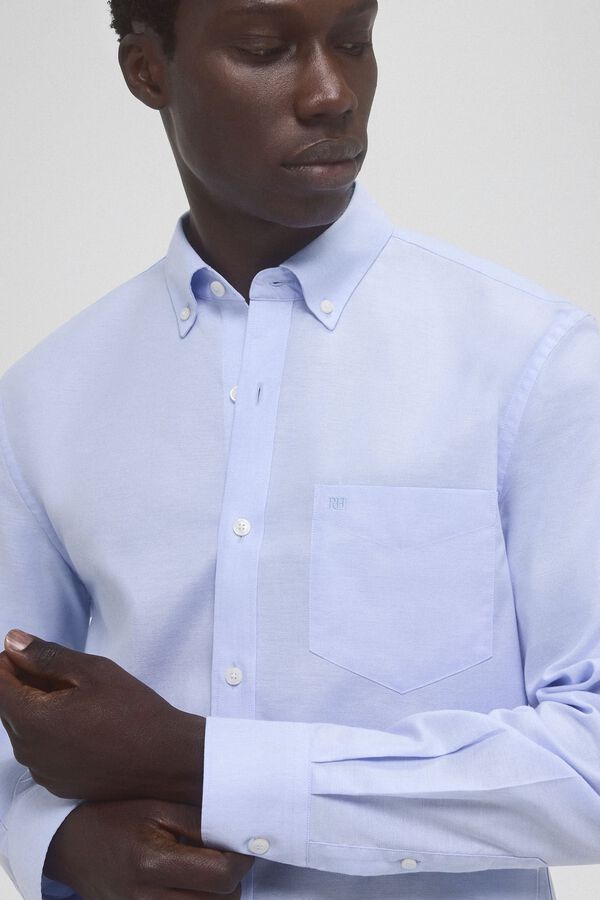 Pedro del Hierro Camisa non iron oxford liso Azul