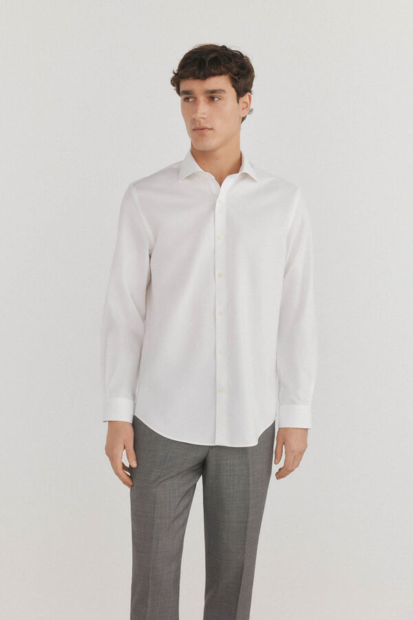 Pedro del Hierro Camisa social lisa que n&atilde;o pode ser passada a ferro + resistente a manchas Branco