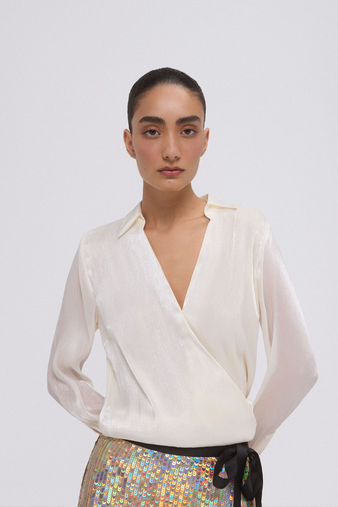 Pedro del Hierro Camisa envolvente fluida com estampado fantasia