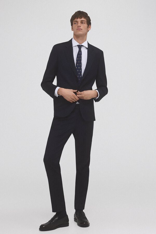 Pedro del Hierro Camisa de fato lisa f&aacute;cil de engomar Branco