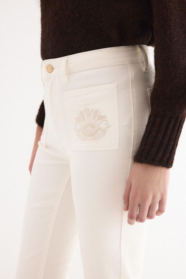 Pedro del Hierro Jeans flare cropped Ecru