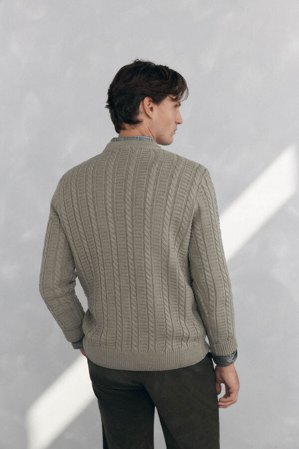 Pedro del Hierro Jersey lana cables cuello redondo Verde