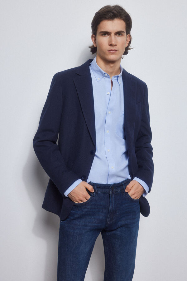 Pedro del Hierro Americana de punto con desmontable Azul