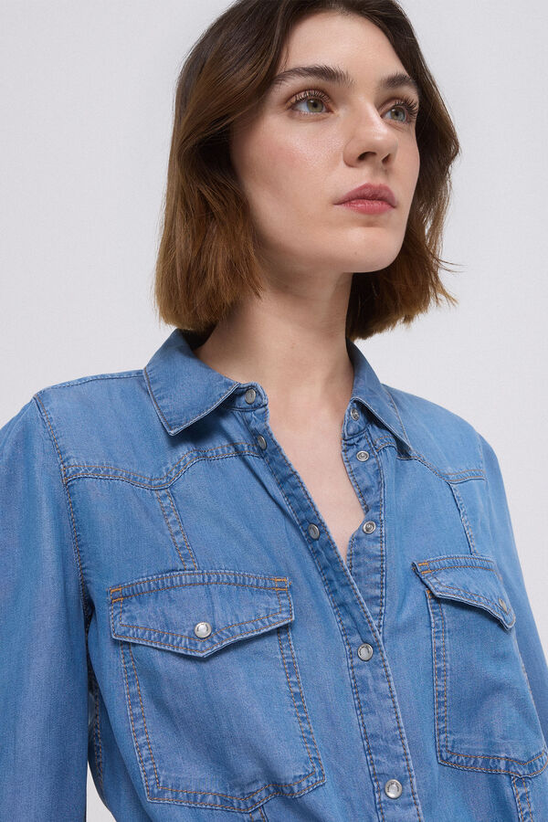 Pedro del Hierro Camisa jeans 100% tencel&trade; lyocell Azul