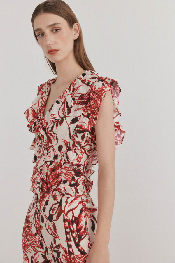 Pedro del Hierro Top fluido estampado Burdeos