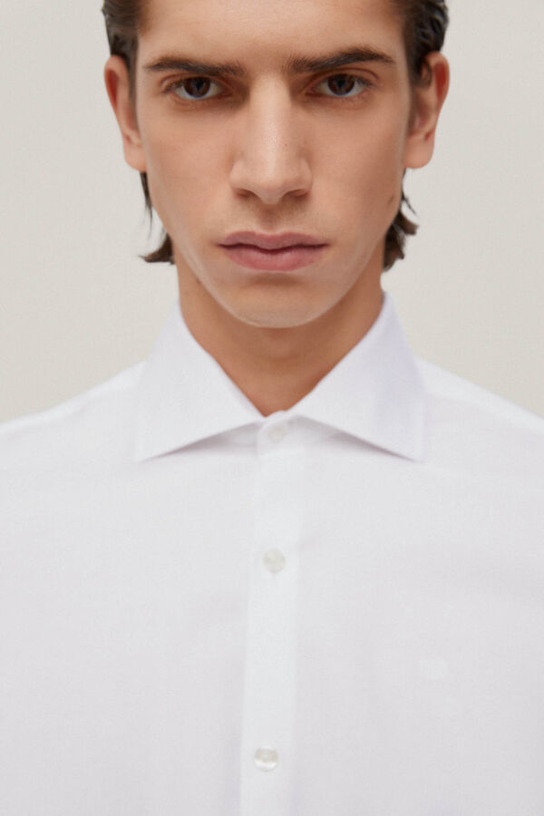 Pedro del Hierro Camisa vestir twill liso non iron + antimanchas Branco