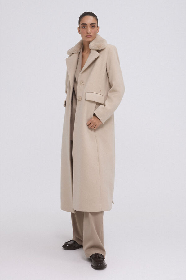 Pedro del Hierro Abrigo de pa&ntilde;o Beige