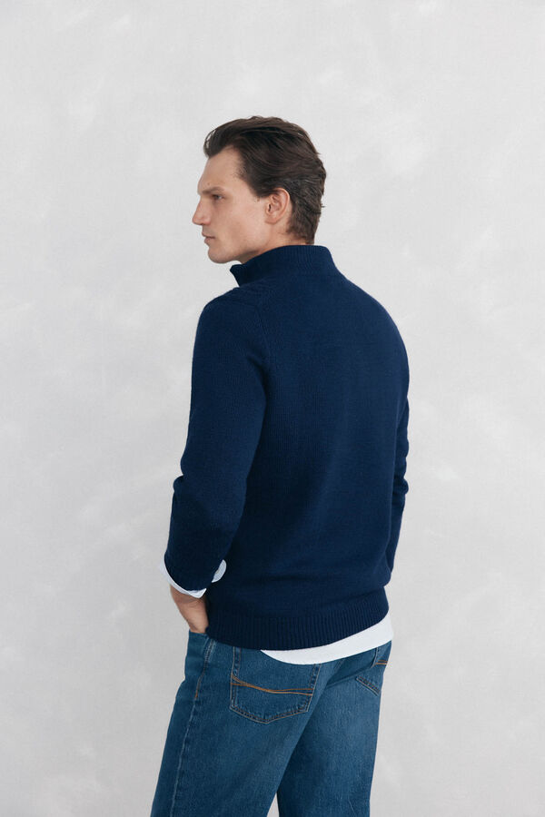 Pedro del Hierro Su&eacute;ter de l&atilde; estruturado com fecho-&eacute;clair Azul