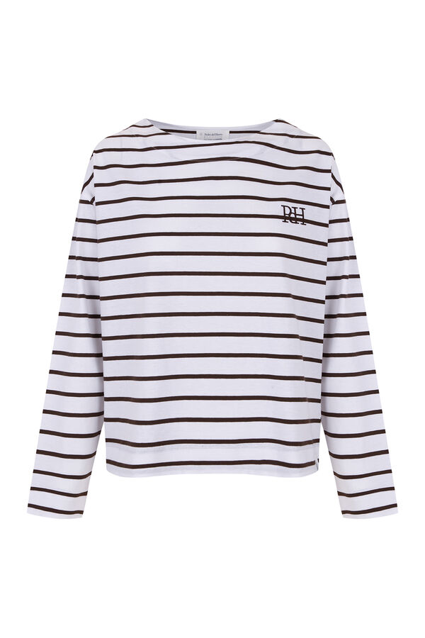 Pedro del Hierro T-shirt de marinheiro de algod&atilde;o espanhol Branco