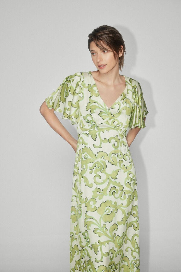 TFP by Tamara Falcó Vestido M/C estampado cenefa Verde