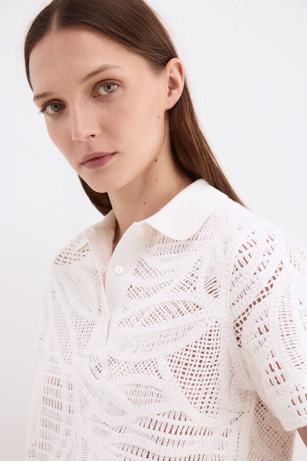 Pedro del Hierro Polo vazado Ecru