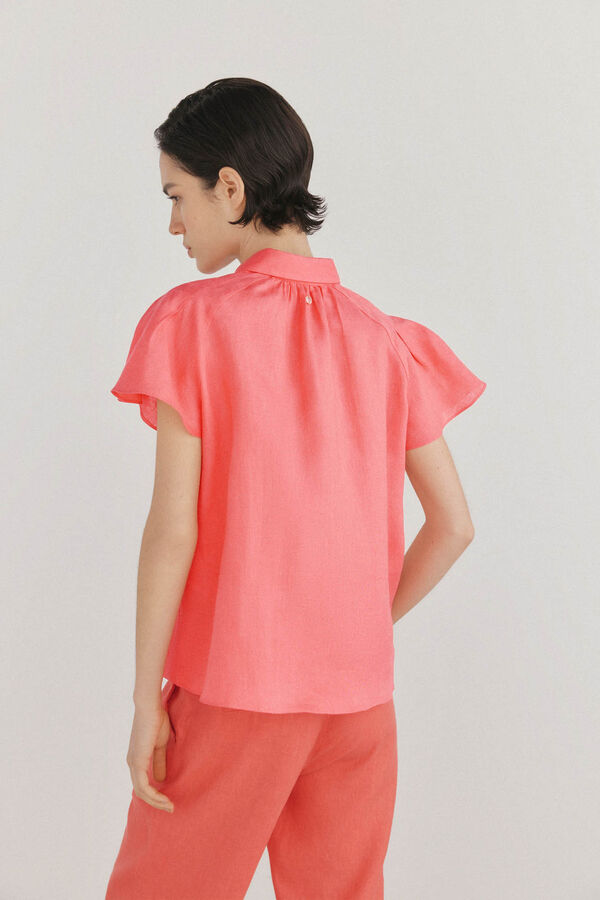 Pedro del Hierro Blusa lino manga corta fluida Coral