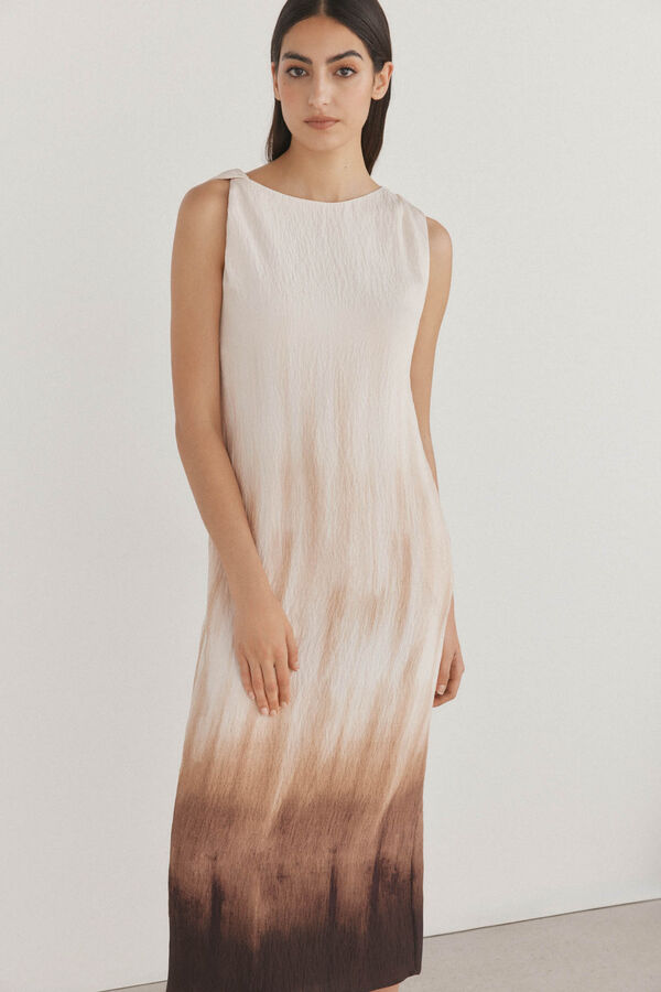 Pedro del Hierro Vestido recto estampado Marr&oacute;n