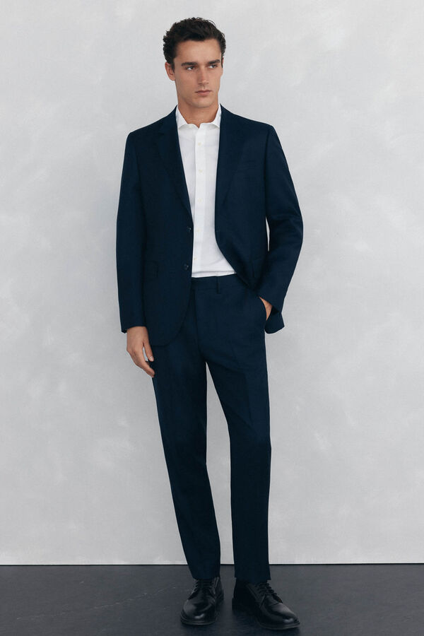 Pedro del Hierro Camisa social lisa, slim fit, resistente a manchas e n&atilde;o engomada Branco
